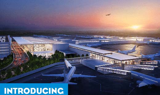 An artist rendering of the new KCI Airport - the tagline reads Introducing the new KCI